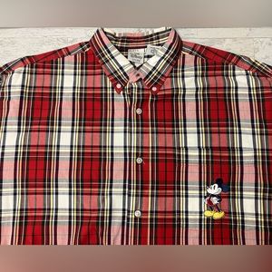 Disney Store Mickey Mouse Men’s Red Plaid Light Weight Button Shirt XL